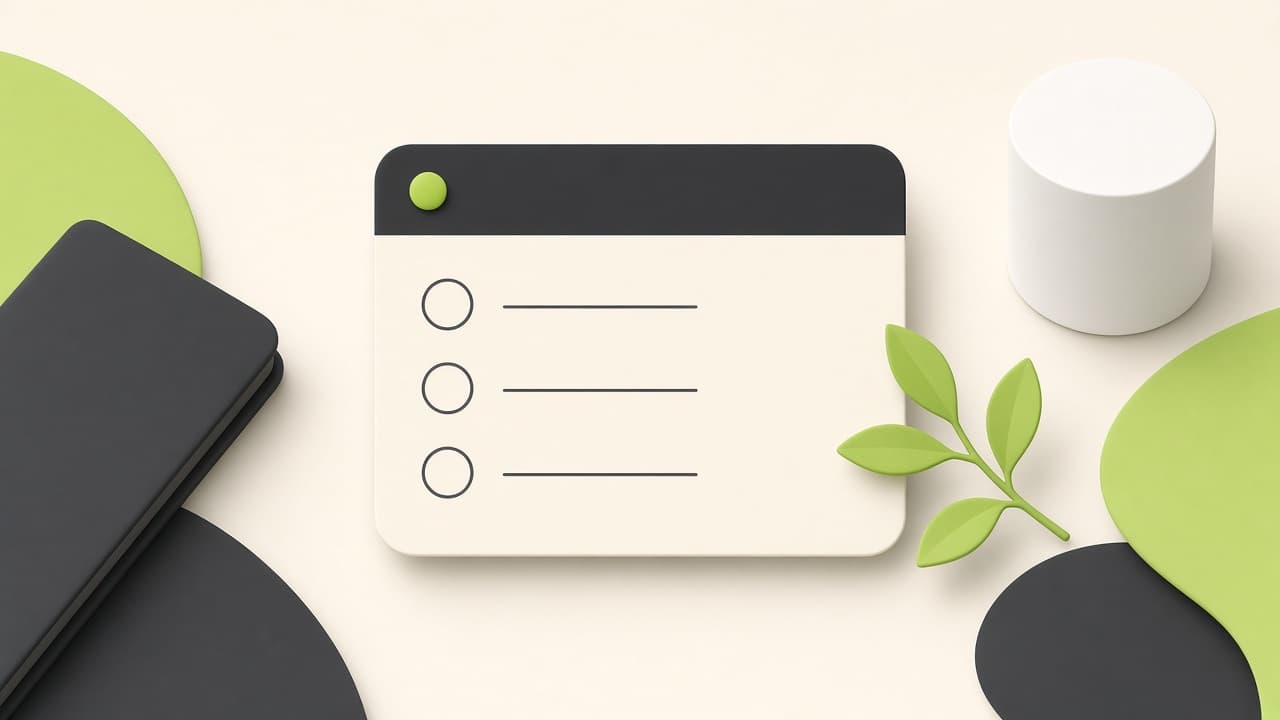 A job card with a pin and a short checklist